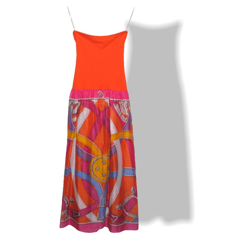 Hermes Cavalcadour Cotton Summer Sleeveless Bustier Beach Dress