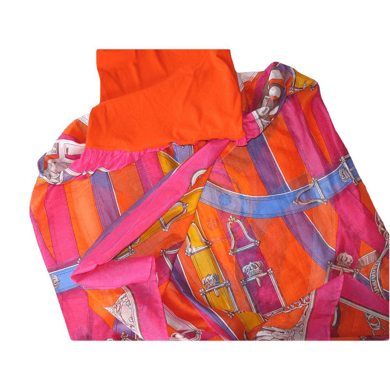 hermes orange dress Hermes Orange Silk Blend A-Line Asymmetrical Midi Dress L Hermes