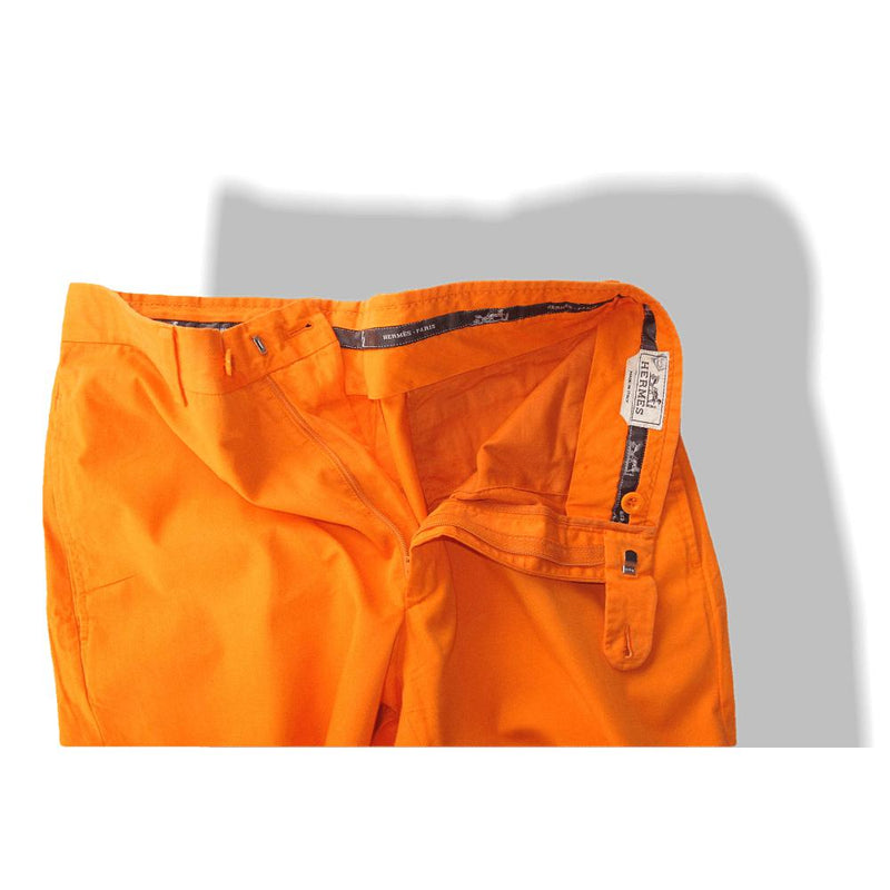 Hermes Orange Cotton Men Shorts