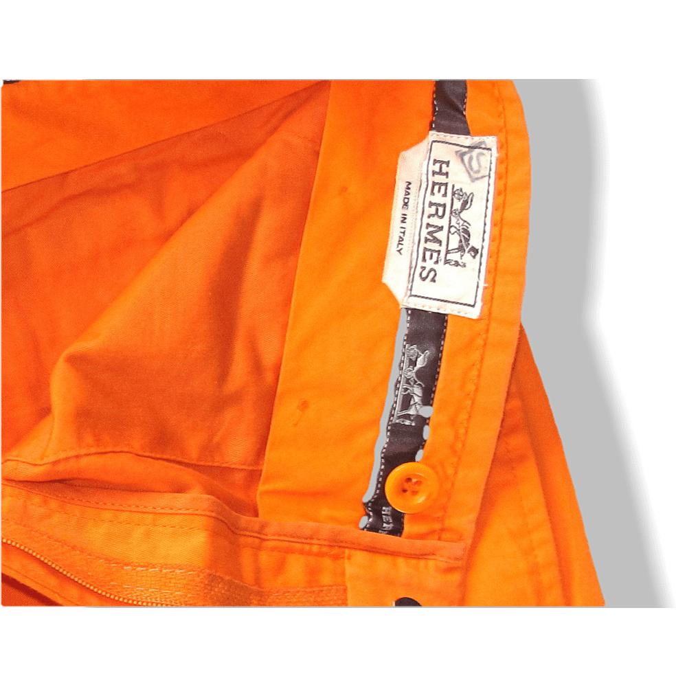 Hermes Orange Cotton Men Shorts