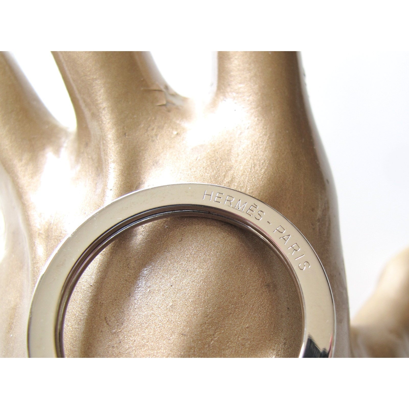 Hermes Plated Silver and Palladium Key Ring