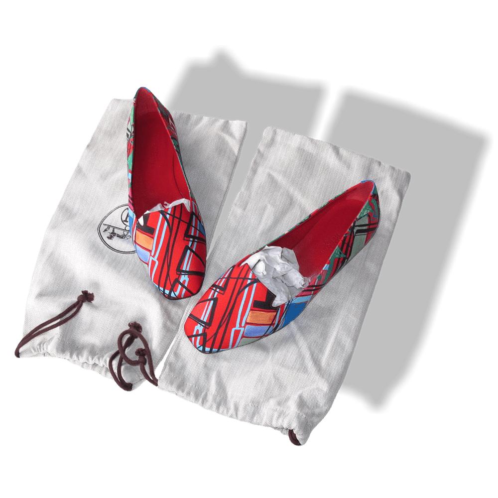 Hermes Print Silk Modernism Tropical Flat Ballerines Shoes