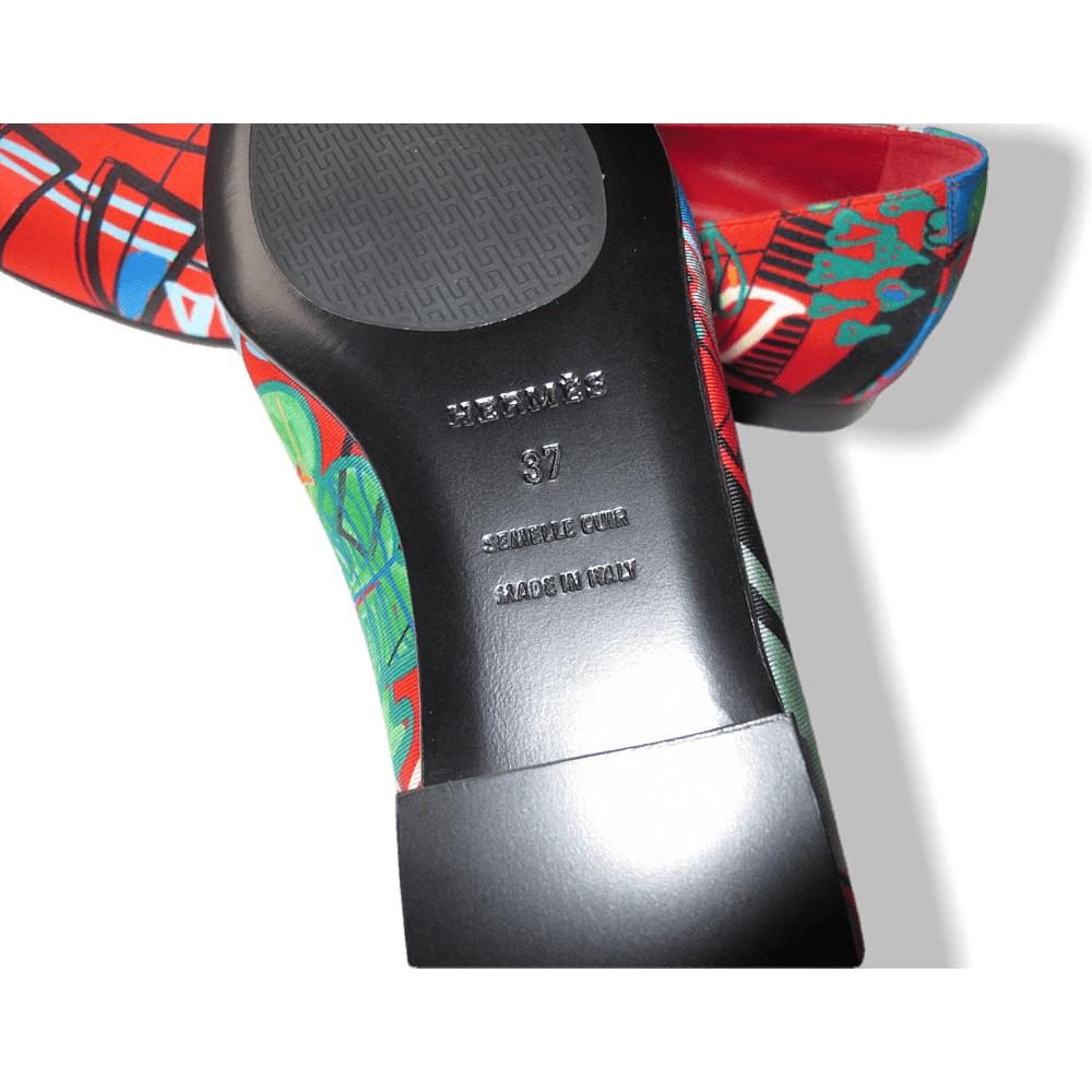Hermes Print Silk Modernism Tropical Flat Ballerines Shoes