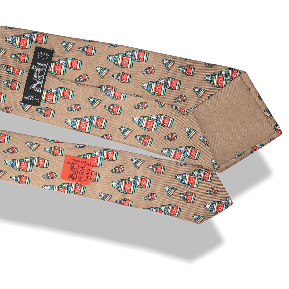 Hermes Poupees Russes Matriochka Doll Twill Silk Tie
