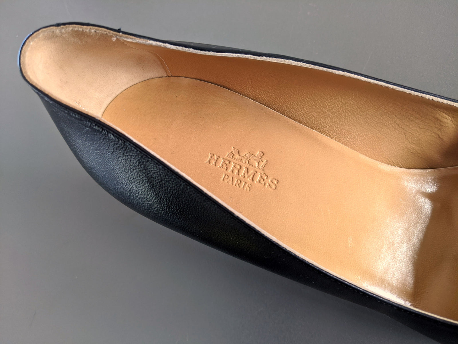 Hermes [SH11] Black Box FAUBOURG Pointed Toe Women Shoes Sz 40