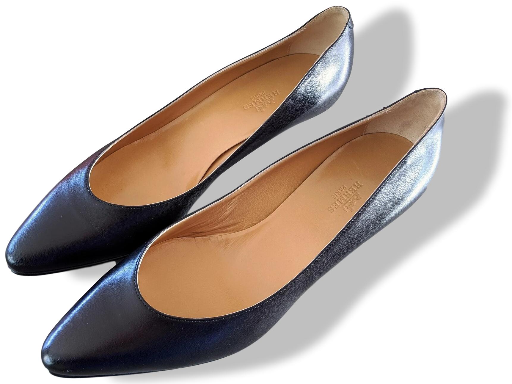 Hermes [SH11] Black Box FAUBOURG Pointed Toe Women Shoes Sz 40, BNIB!