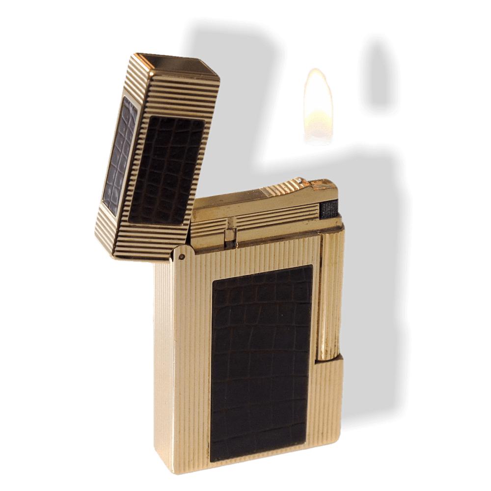 Hermes St Dupont Ebene Crocodile Lighter Ligne II