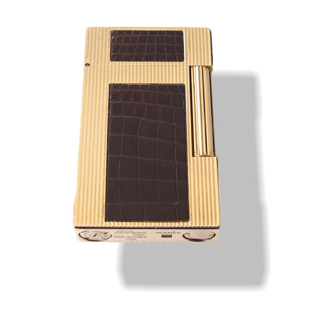 Hermes St Dupont Ebene Crocodile Lighter Ligne II