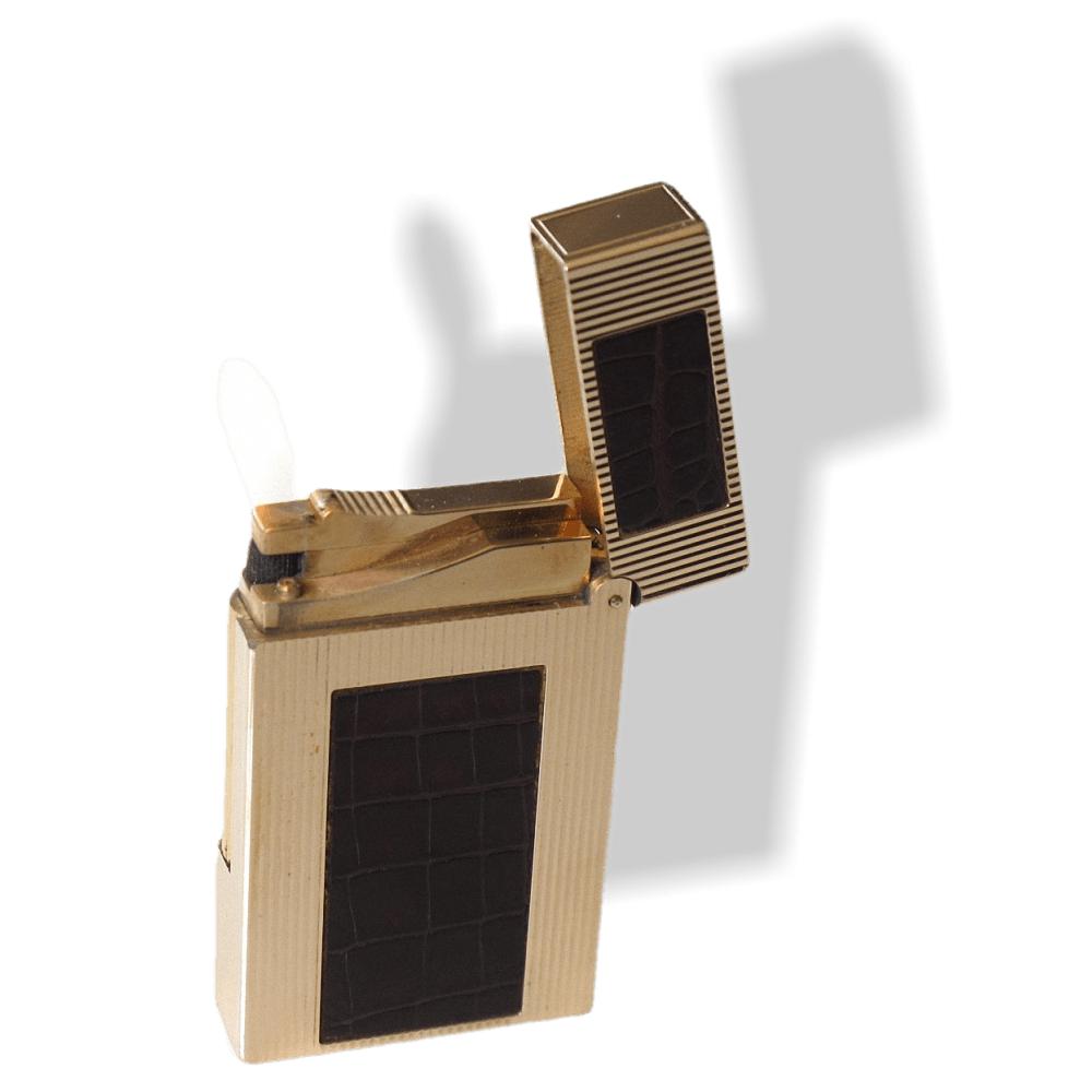Hermes St Dupont Ebene Crocodile Lighter Ligne II