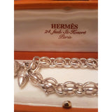 Hermes Vintage Impressive Sterling Silver Acorns Charms Bracelet GM