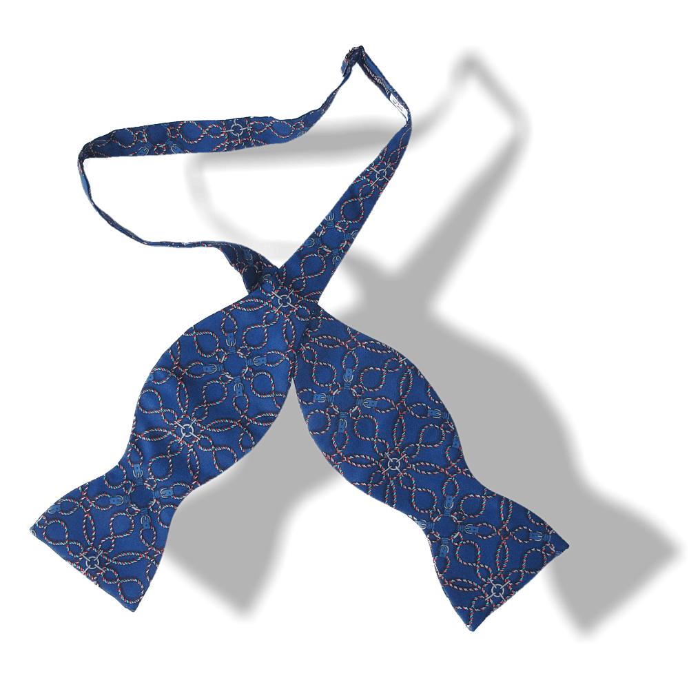 Hermes Blue Silk Bow Tie