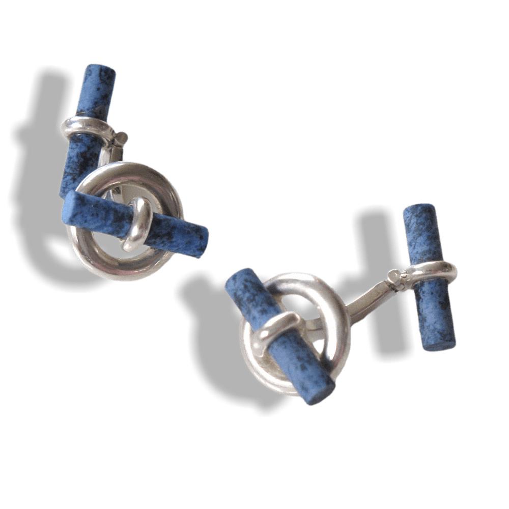 Hermes  Croisette Vintage Sterling Silver & Agate Rare Cufflinks