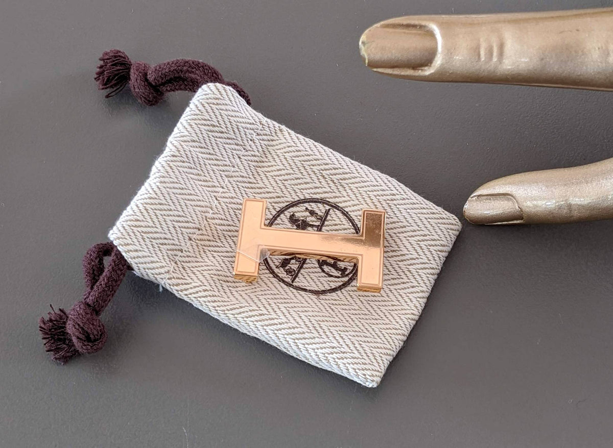 Hermes [187] Noir/Orange Swift/Epsom Plated Pink Gold FOCUS Complete Belt Reversible 13 MM Sz 080, BNIB!