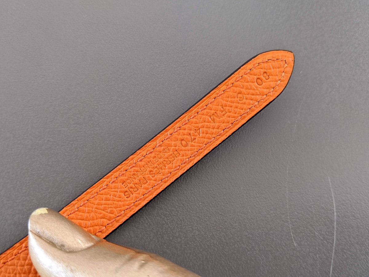 Hermes [187] Noir/Orange Swift/Epsom Plated Pink Gold FOCUS Complete Belt Reversible 13 MM Sz 080, BNIB!