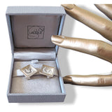 Lalique Silver 800 Nude Poured and Pearly Glass Crystal Clip on Earrings, Box!