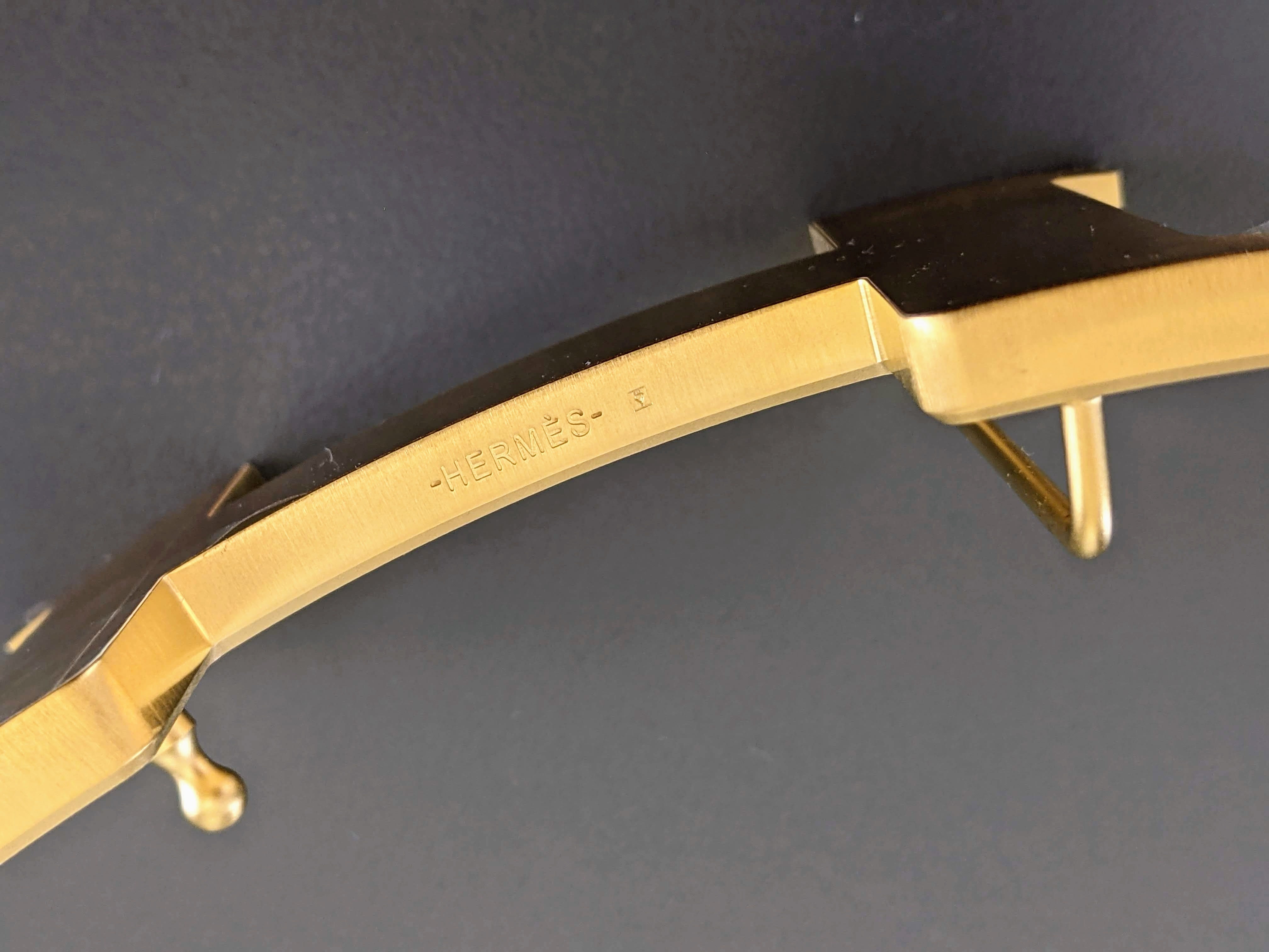 Hermes [67] Huge Brushed Gold/Or Brosse Belt Buckle Constance 42 MM, New in Pochette and White Box!