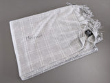 Hermes Gris/Blanc 100% Cashmere LEOSQUARE Throw Paid Blanket 88" x 59", So Chic! - poupishop