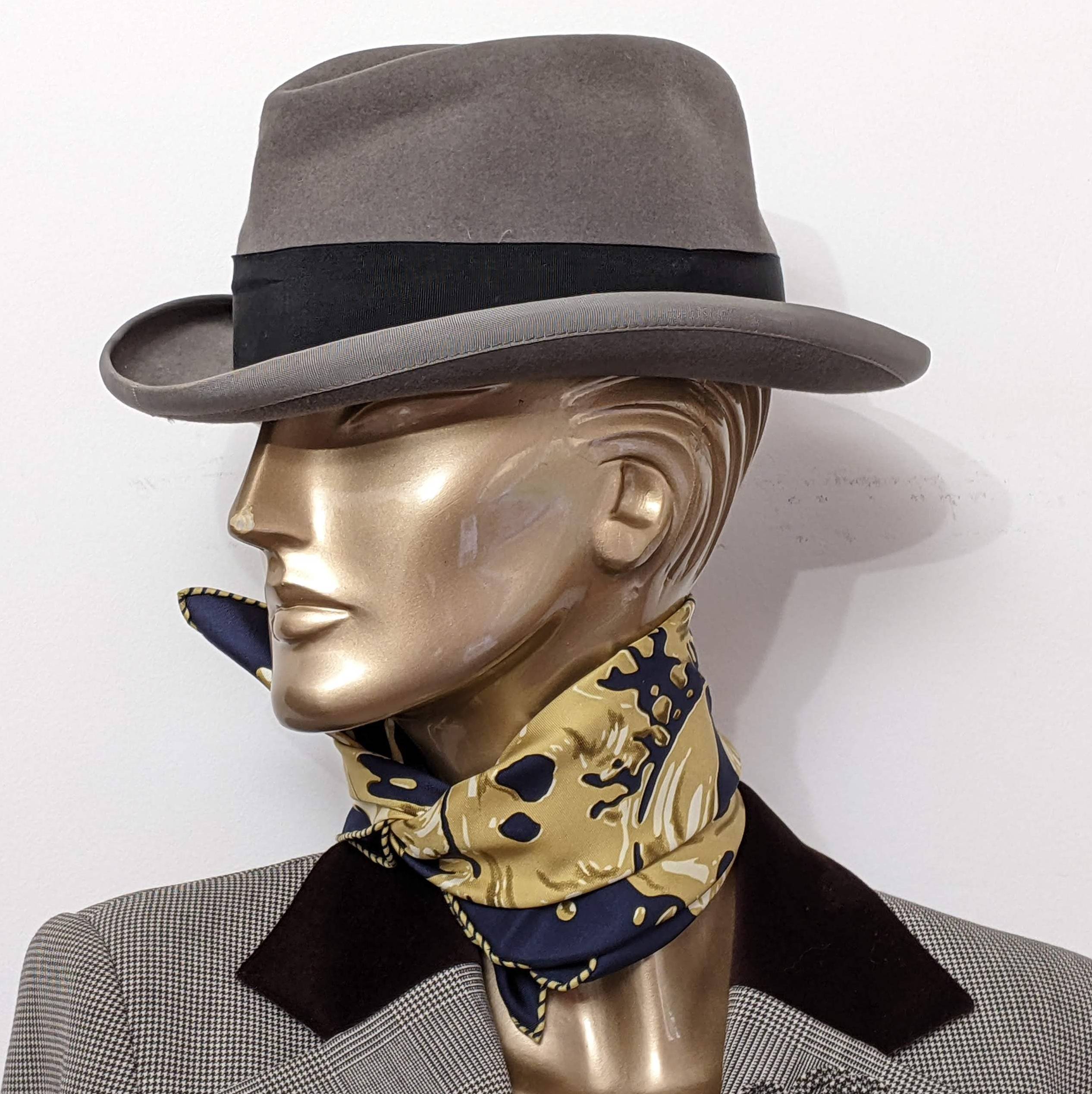 HERMES Bleu Noir/Bronze "Peinture Fraiche" Gavroche Twll Silk 45 cm BNWTIB!
