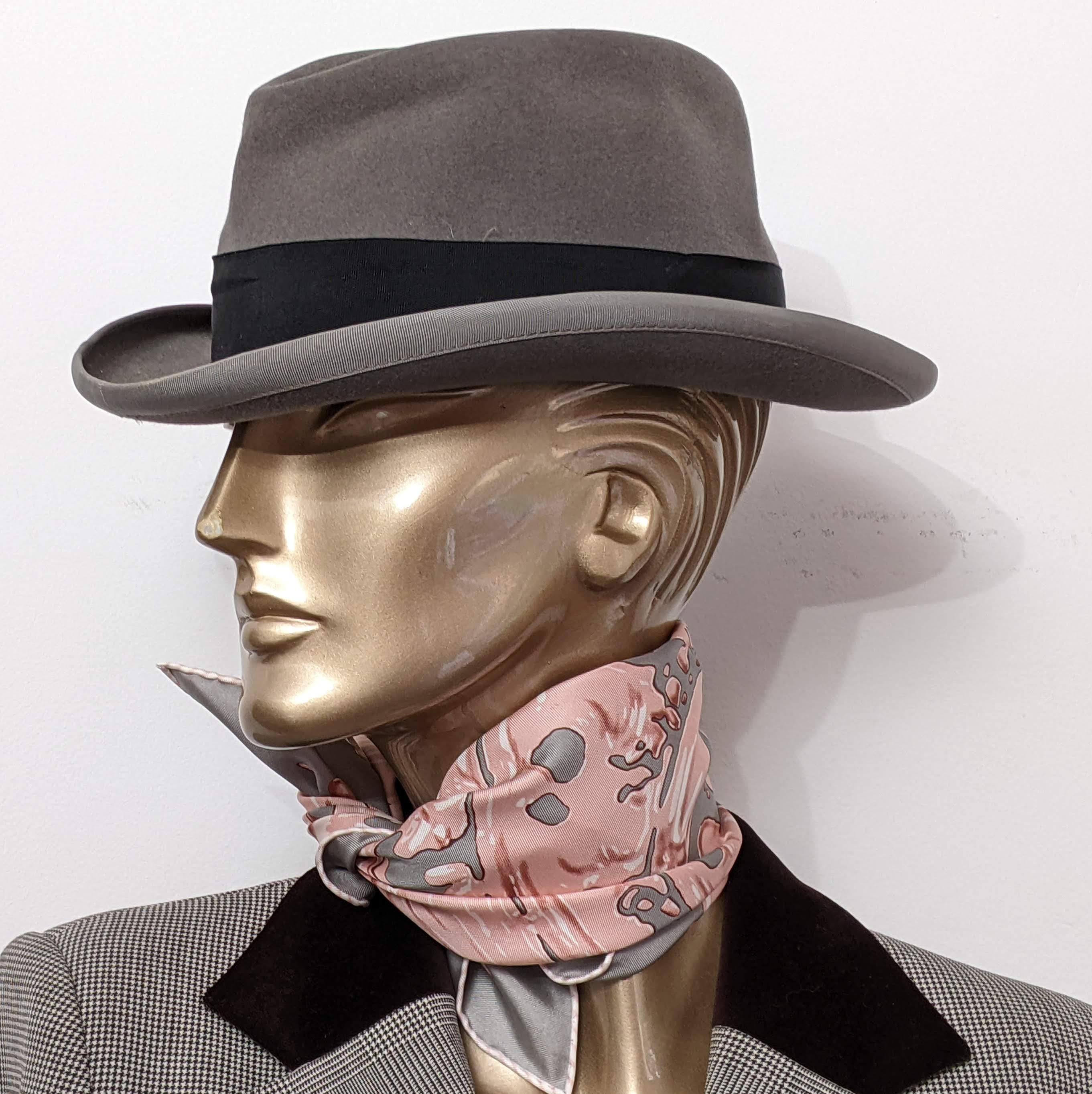 HERMES Gris Acier/Vieux Rose "Peinture Fraiche" Gavroche Twll Silk 45 cm BNWTIB!