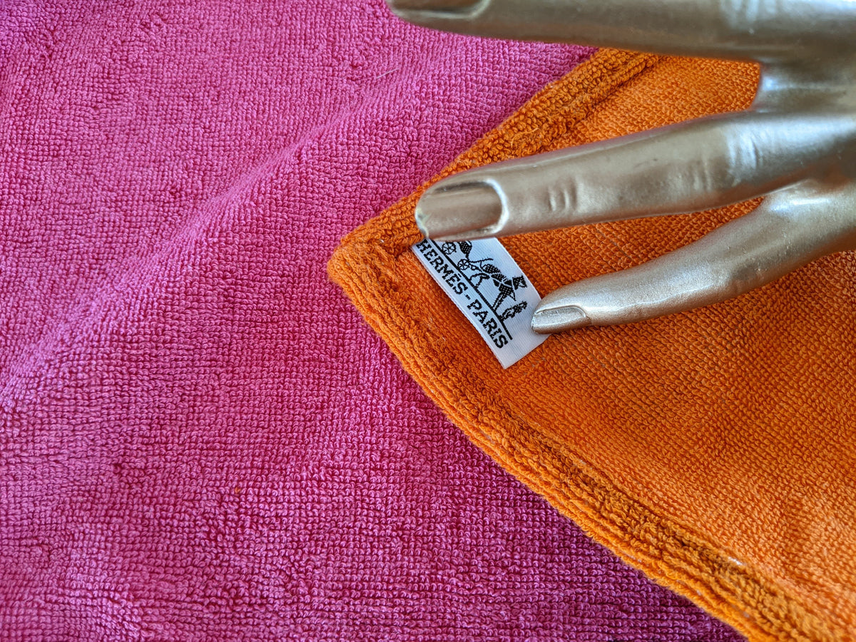 Hermes Orange/Rose "Roy Soleil" Sun Tapis de Plage Terry Beach Towel XXL 145 x 190cm