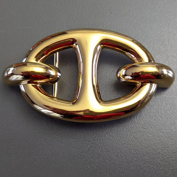 Hermes Vintage 1990's Plated Yellow Gold "Chaine d'Ancre" Belt Buckle 32 mm, Rare!
