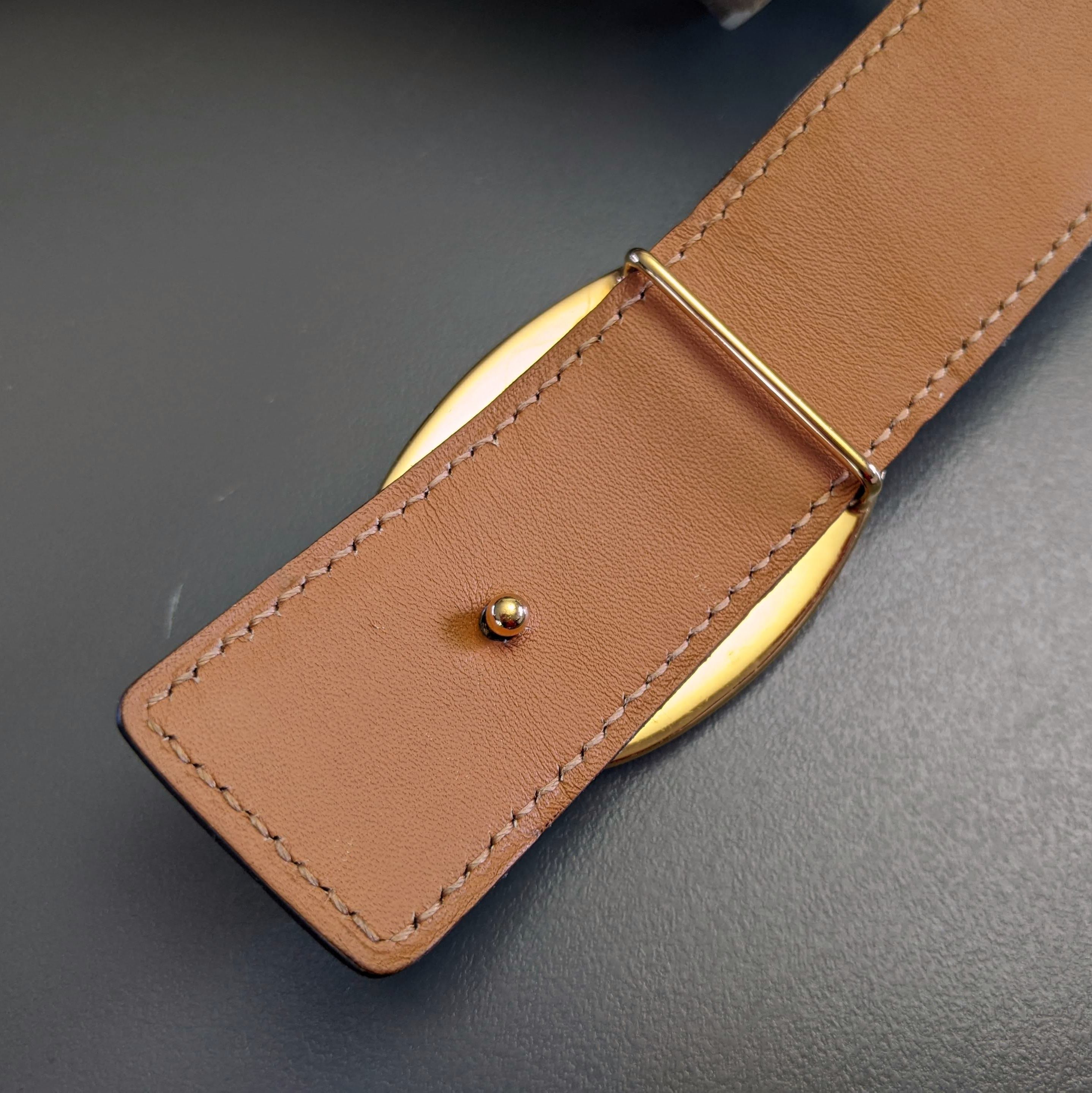 Hermes Vintage 1990's Plated Yellow Gold "Chaine d'Ancre" Belt Buckle 32 mm, Rare!