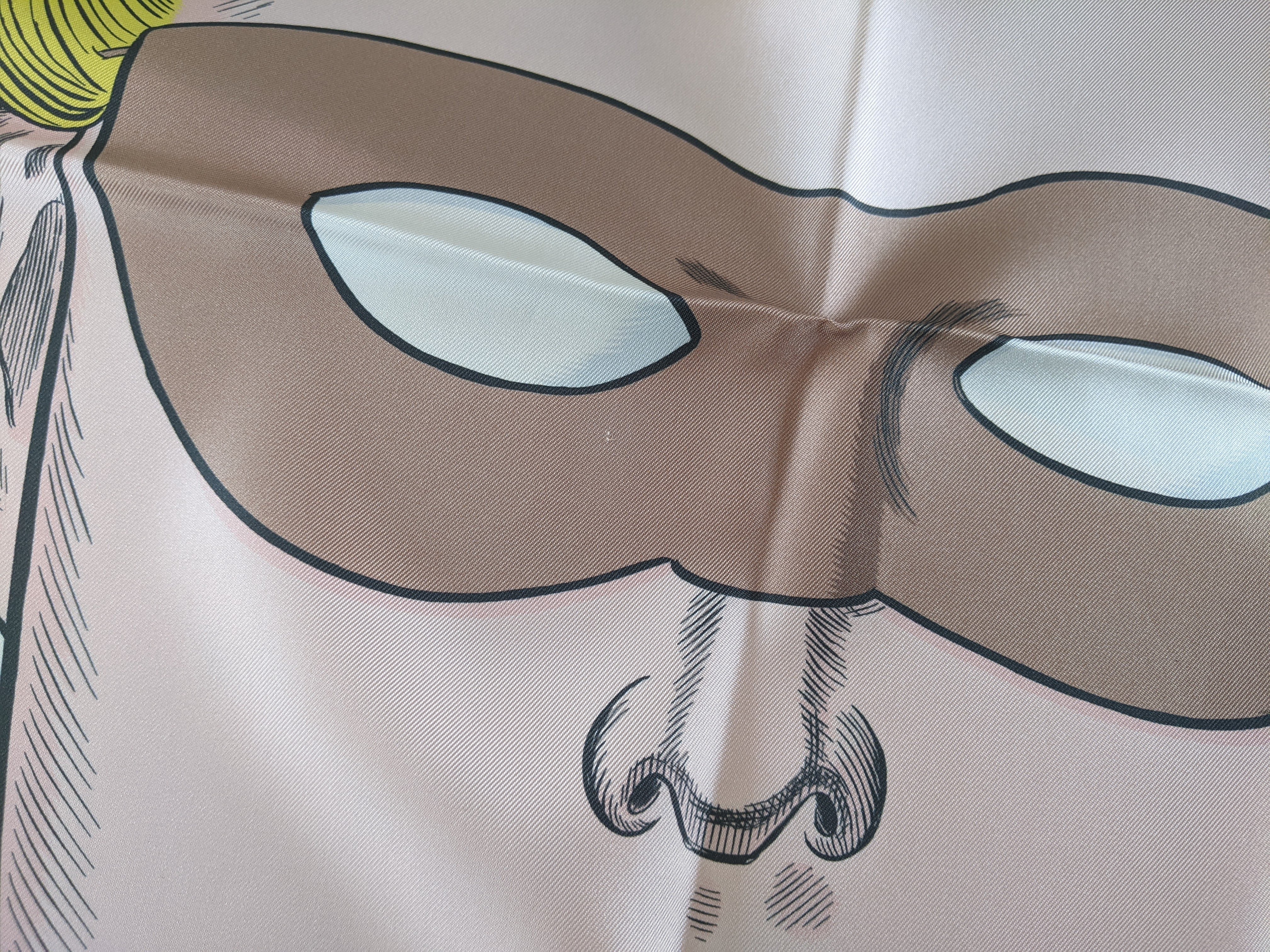 Hermes [C208] "Dress Code" by Daniel Clowes Double Face Carre Twill 90 cm