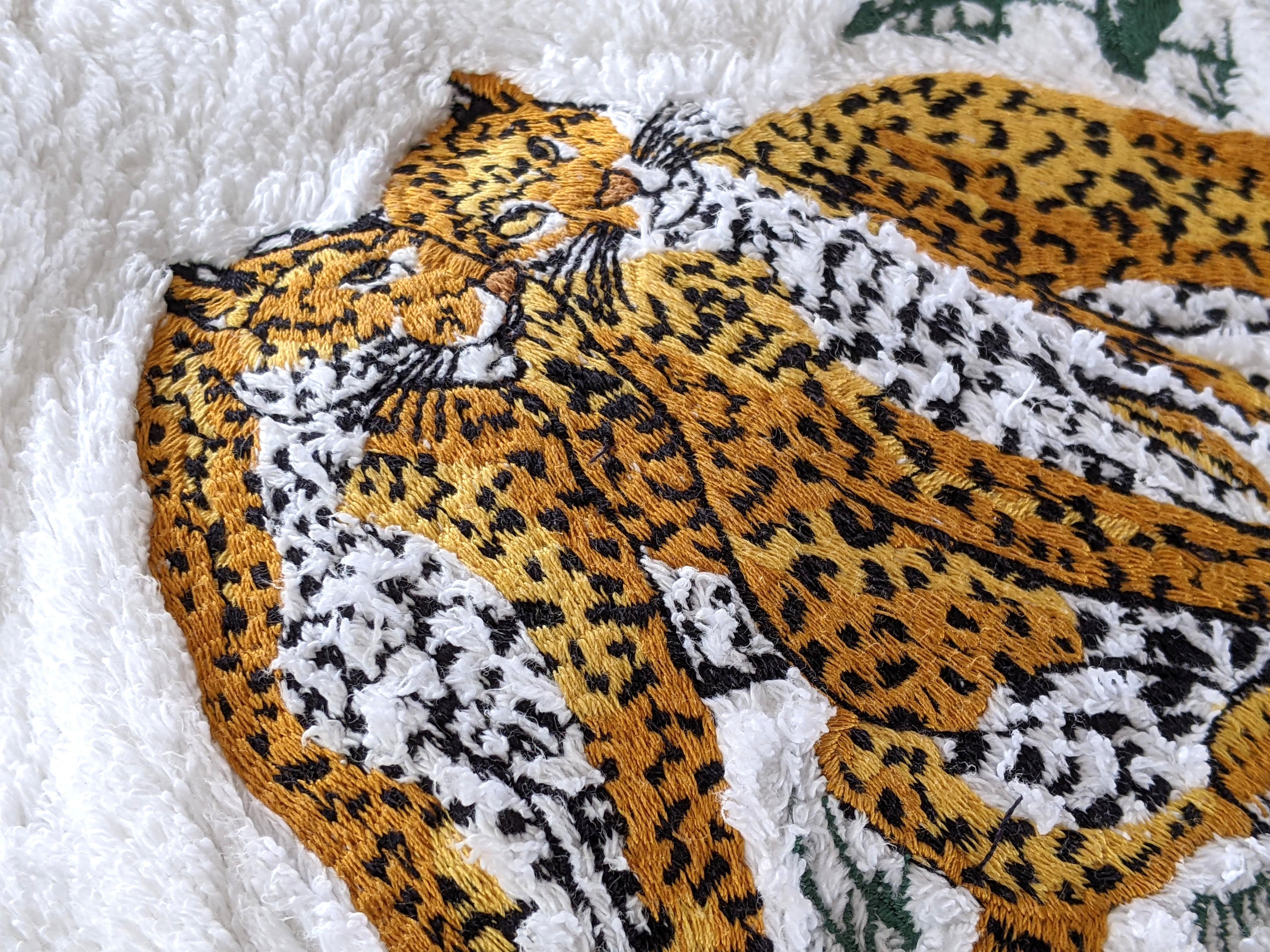 Hermes Vintage Embroidered "Jungle Love" Velcro Terry Beach Skirt with Large Pocket