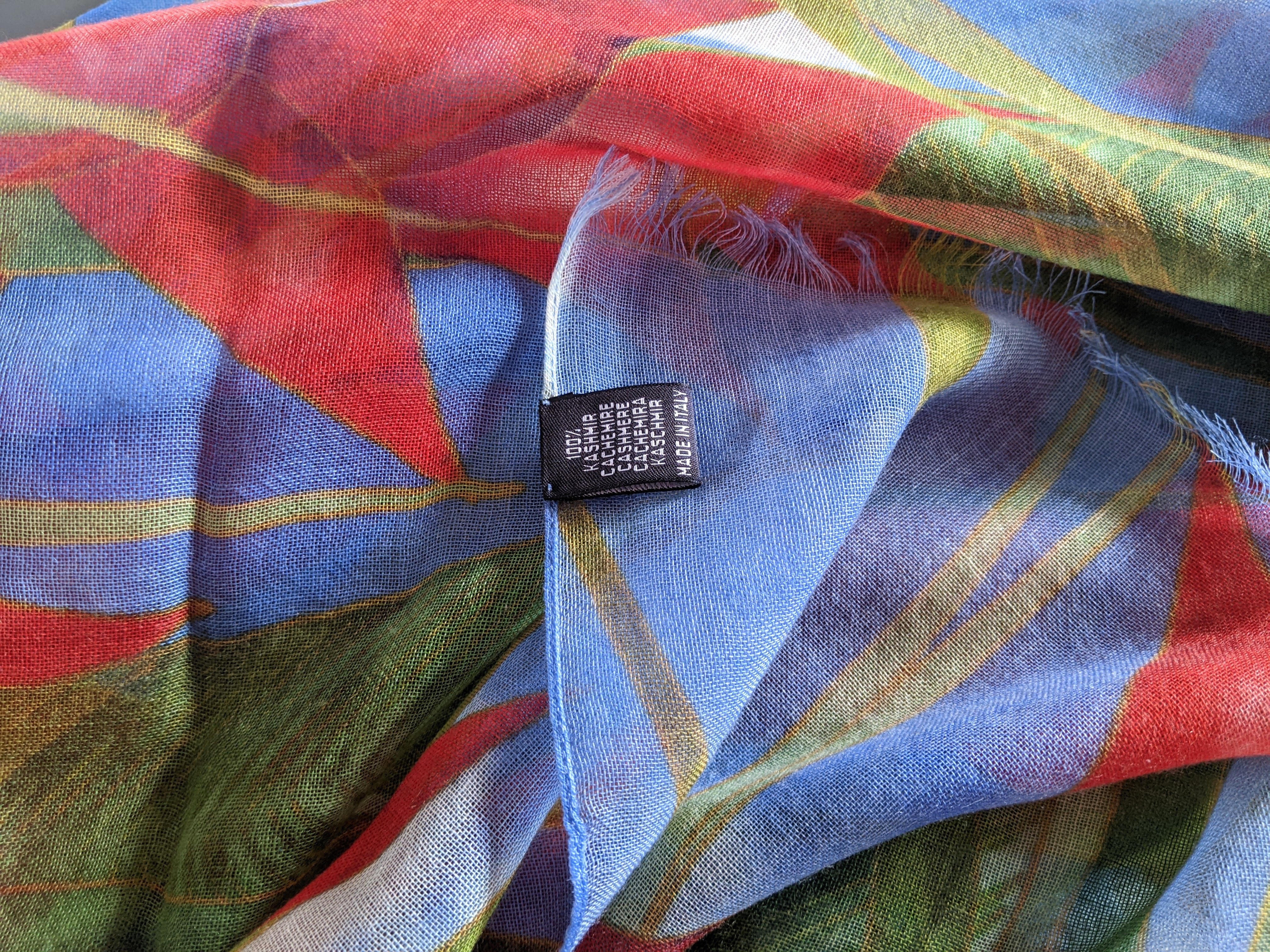 Patek Philippe 2018 Limited Bleu/Rouge/Vert "Heliconia" Flowers 100% Woven Cashmere Huge Fringed Stole