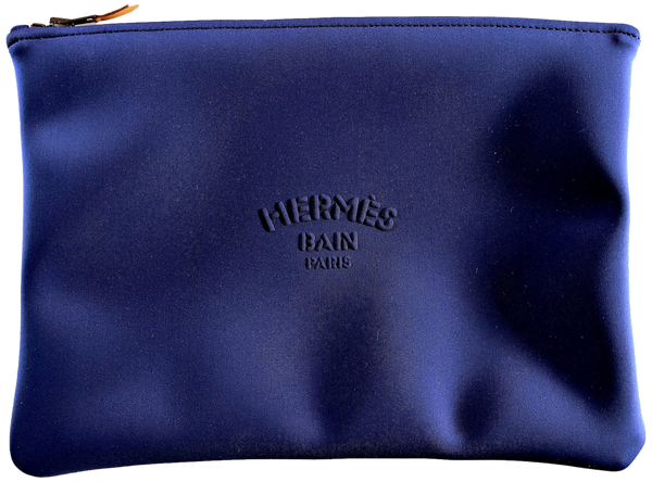 Hermes Marine "Trousse Neobain Grand Modele" Zipped Bath Case Pochette Bag GM