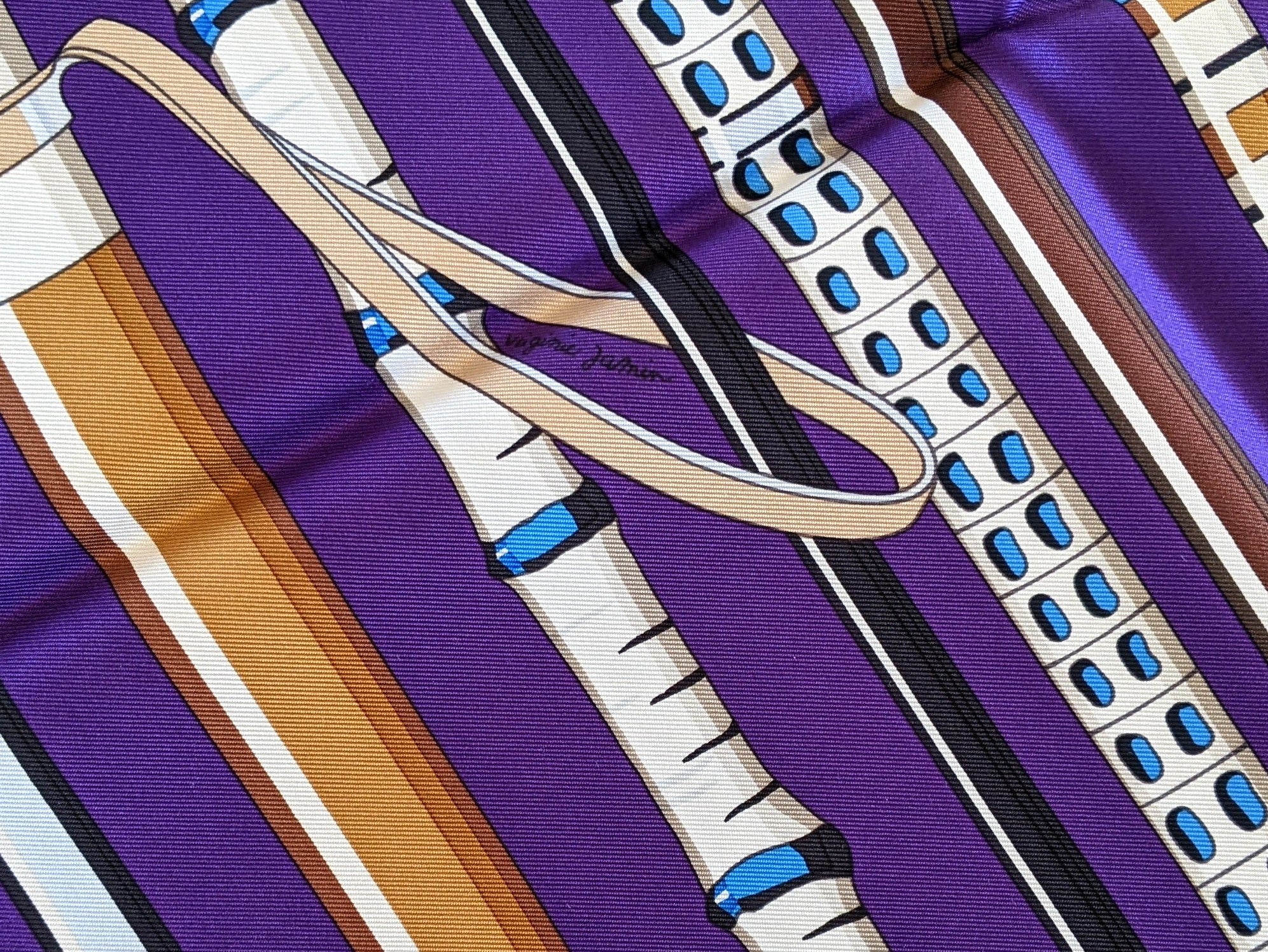 Produits Hermes 2014 Ultra Violet/Gris/Bleu " Les Cannes " by Virginie Jamin Twill 90cm