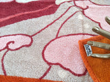 Hermes Orange/Bordeaux/Rose " Bal des Sirenes " Art Deco Tapis de Plage Terry Beach Towel 150 x 90cm