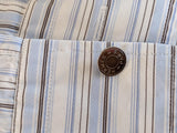 Hermes Men's Blue Lined Cotton Long Sleeves Shirt, Sz44
