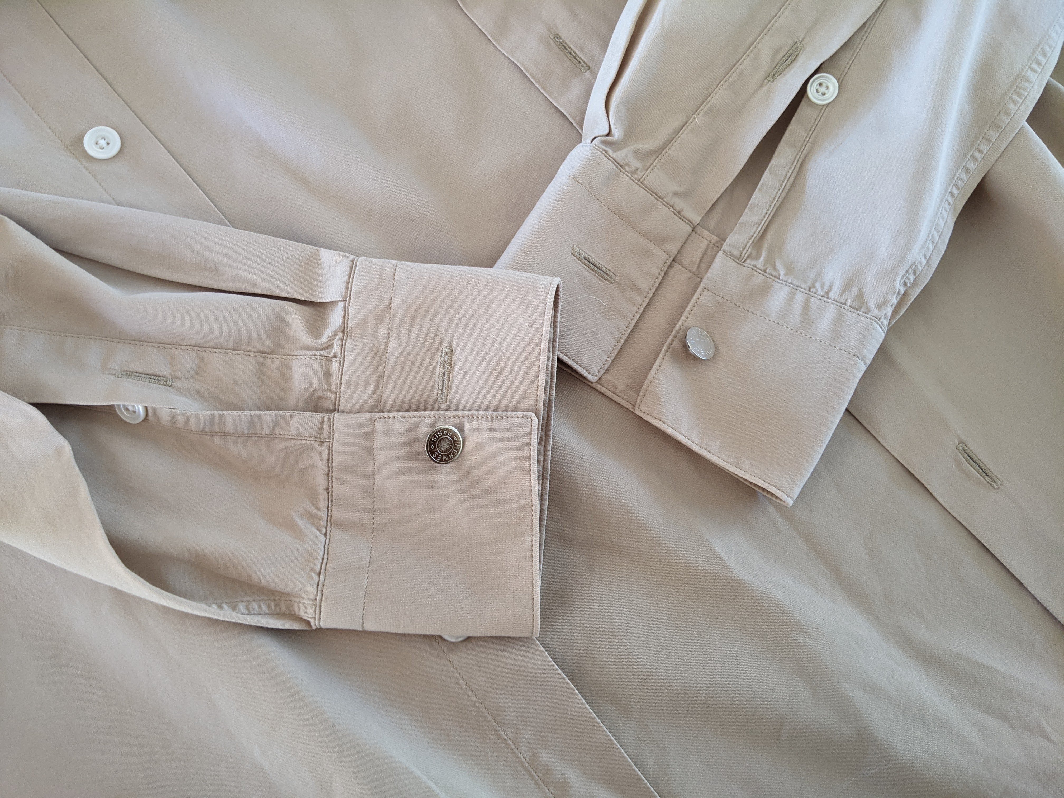 Hermes Men's Beige Cotton Long Sleeves Shirt