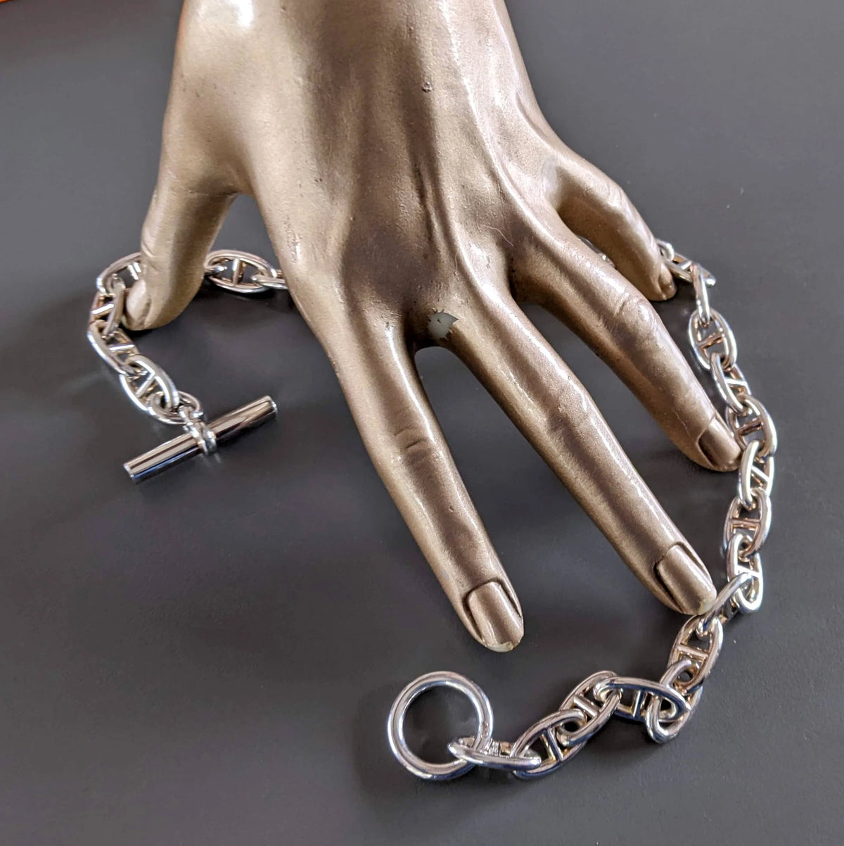 Hermes [B14] Sterling Silver "Chaine d'Ancre" Necklace, Large Model
