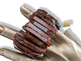 Agate Warm Brown-Red/Grey/Red-Orange Natural Stone Manchette Bracelet, NWT! - poupishop