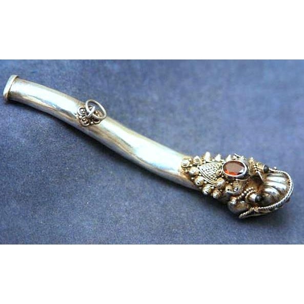 Antique Silver Chinese Cigarette Holder Dragon - poupishop