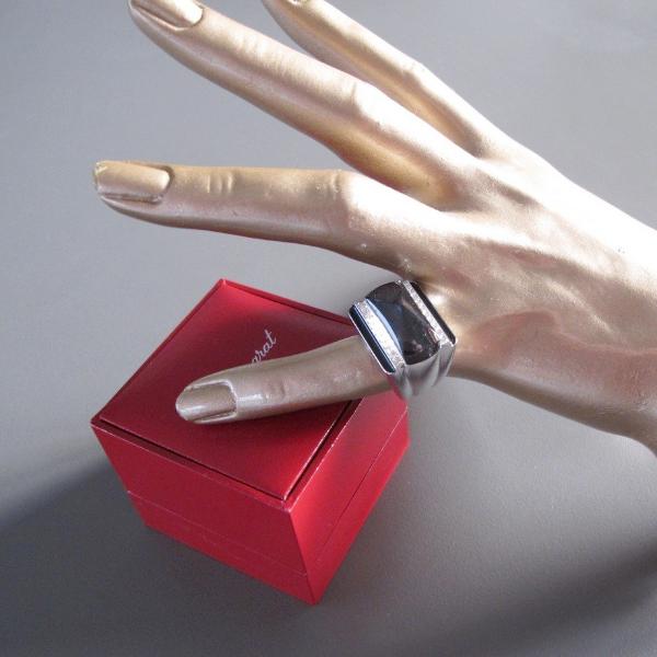Baccarat Art Deco Black Crystal & Diamonds Unisex Louxor Ring GM, NIB! - poupishop