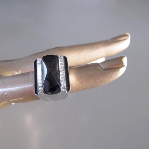 Baccarat Art Deco Black Crystal & Diamonds Unisex Louxor Ring GM, NIB! - poupishop