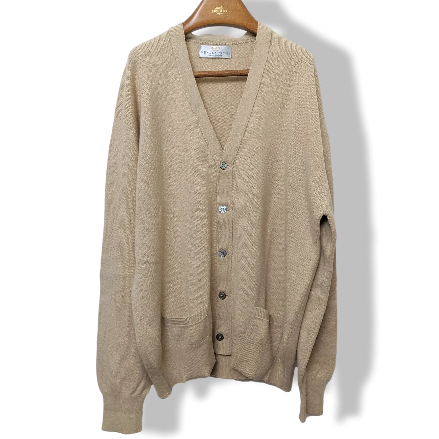 Ballantyne Men's Beige Clair 100% Cashmere Made in Scotland V-Neck Cardigan Sweater Sz 50, Pur luxe! - poupishop