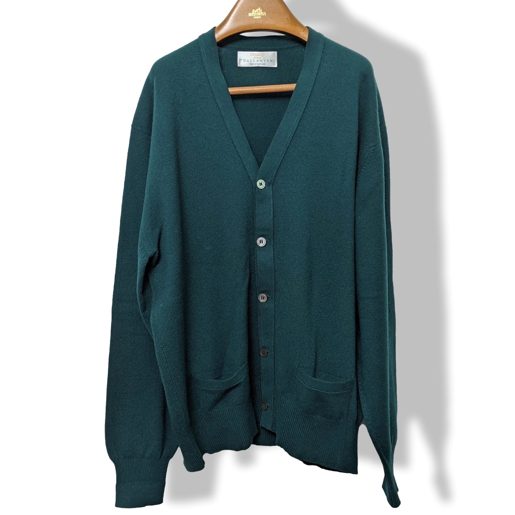Ballantyne Men's Green 100% Cashmere Made in Scotland V-Neck Cardigan Sz 50, Pur luxe! - poupishop