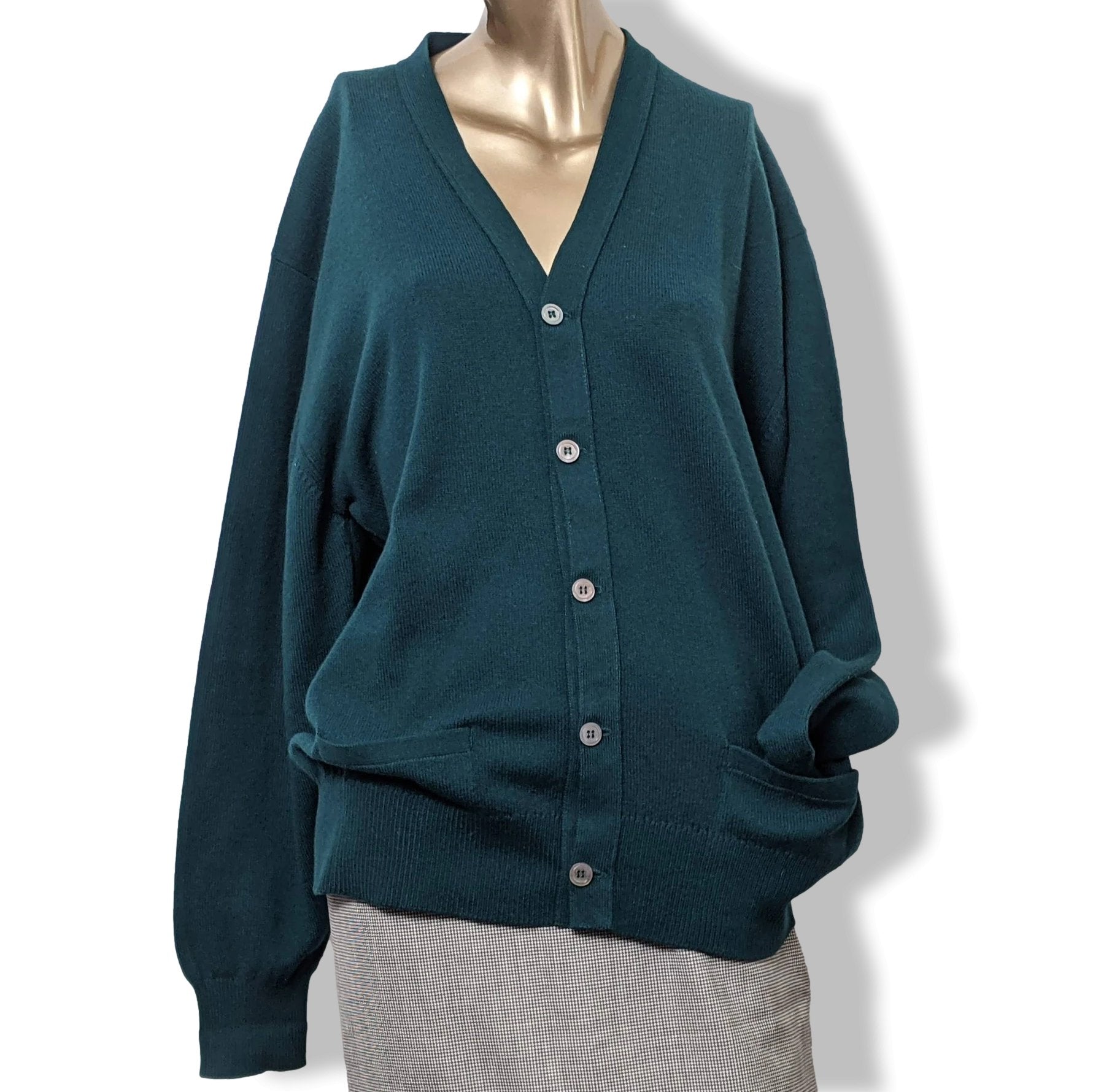 Ballantyne Men's Green 100% Cashmere Made in Scotland V-Neck Cardigan Sz 50, Pur luxe! - poupishop