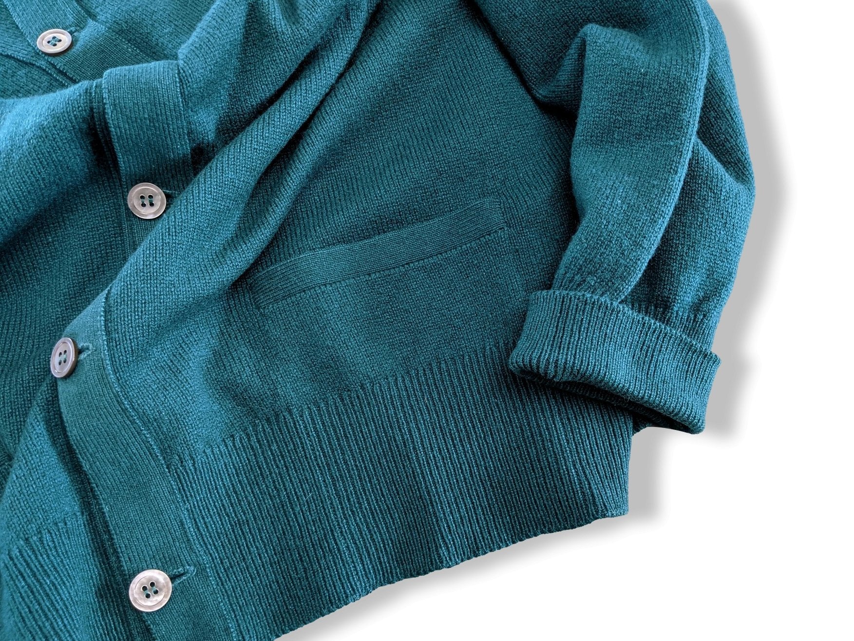 Ballantyne Men's Green 100% Cashmere Made in Scotland V-Neck Cardigan Sz 50, Pur luxe! - poupishop
