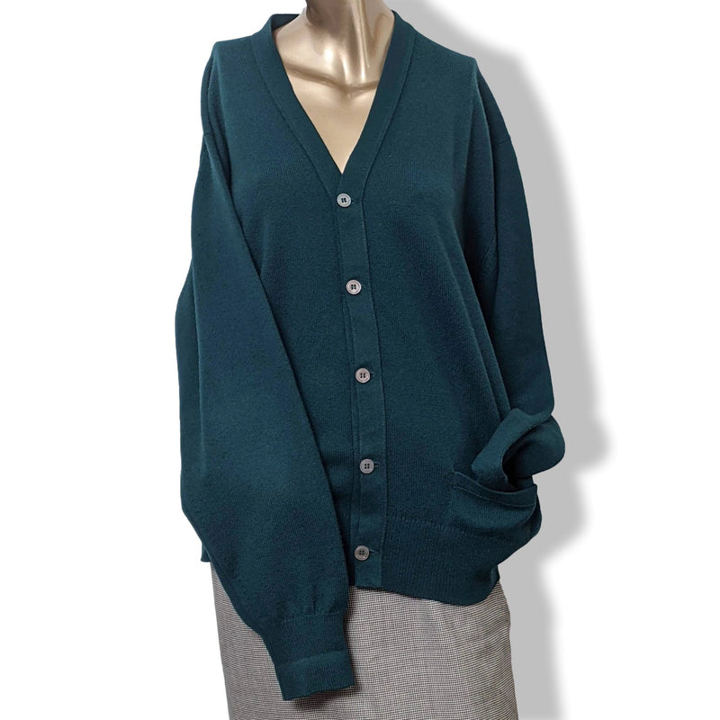 Ballantyne Men's Green 100% Cashmere Made in Scotland V-Neck