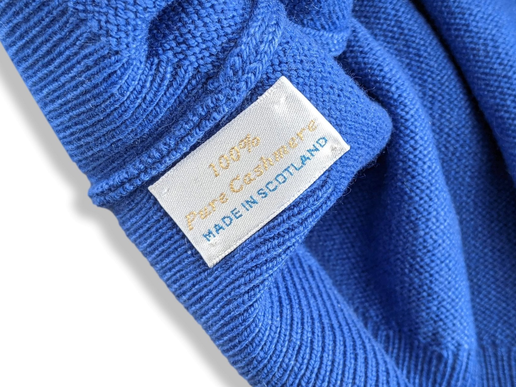 Ballantyne Men's Vibrant Blue 100% Cashmere Made in Scotland V-Neck Cardigan Sweater Sz 50, Pur luxe! - poupishop
