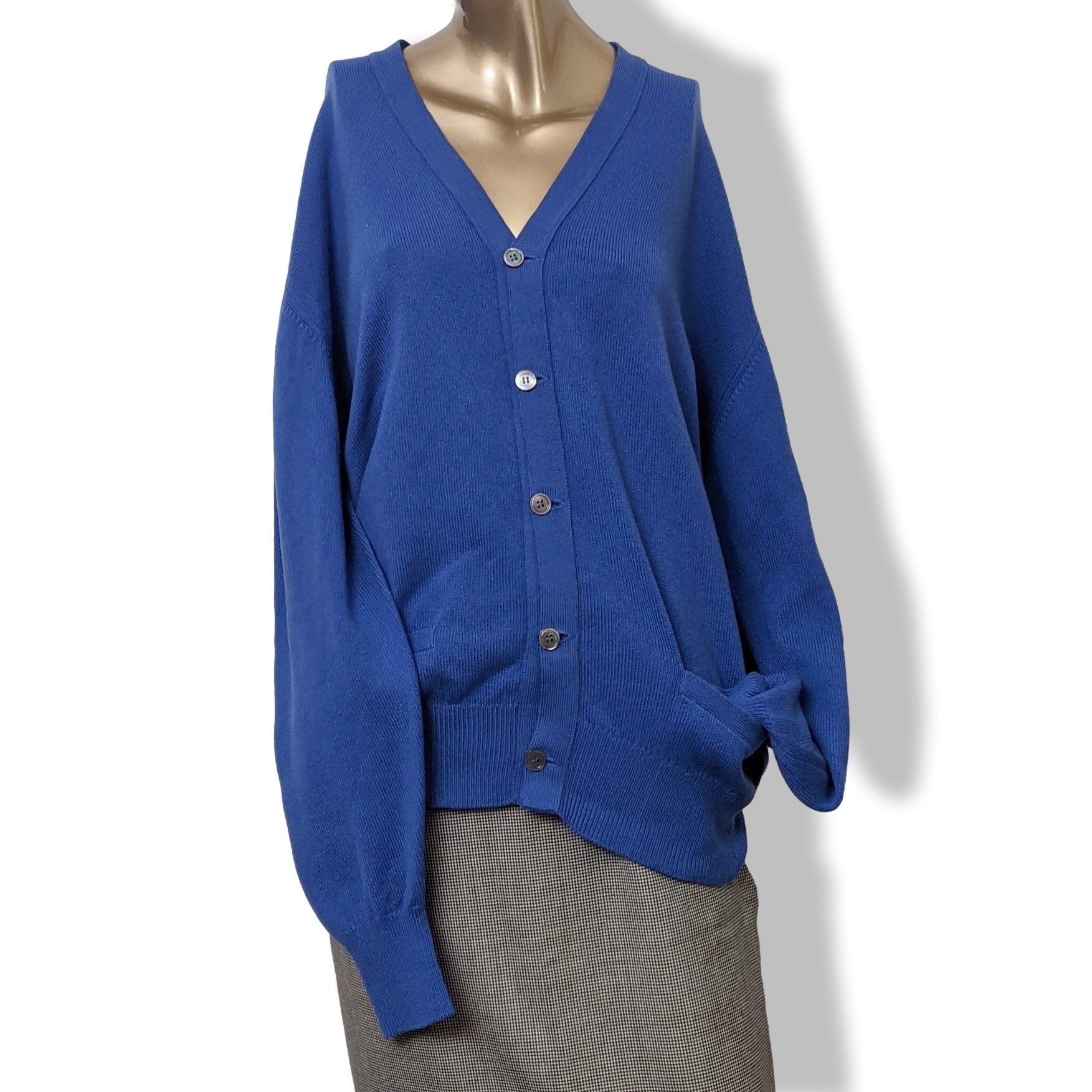 Ballantyne Men's Vibrant Blue 100% Cashmere Made in Scotland V-Neck Cardigan Sweater Sz 50, Pur luxe! - poupishop