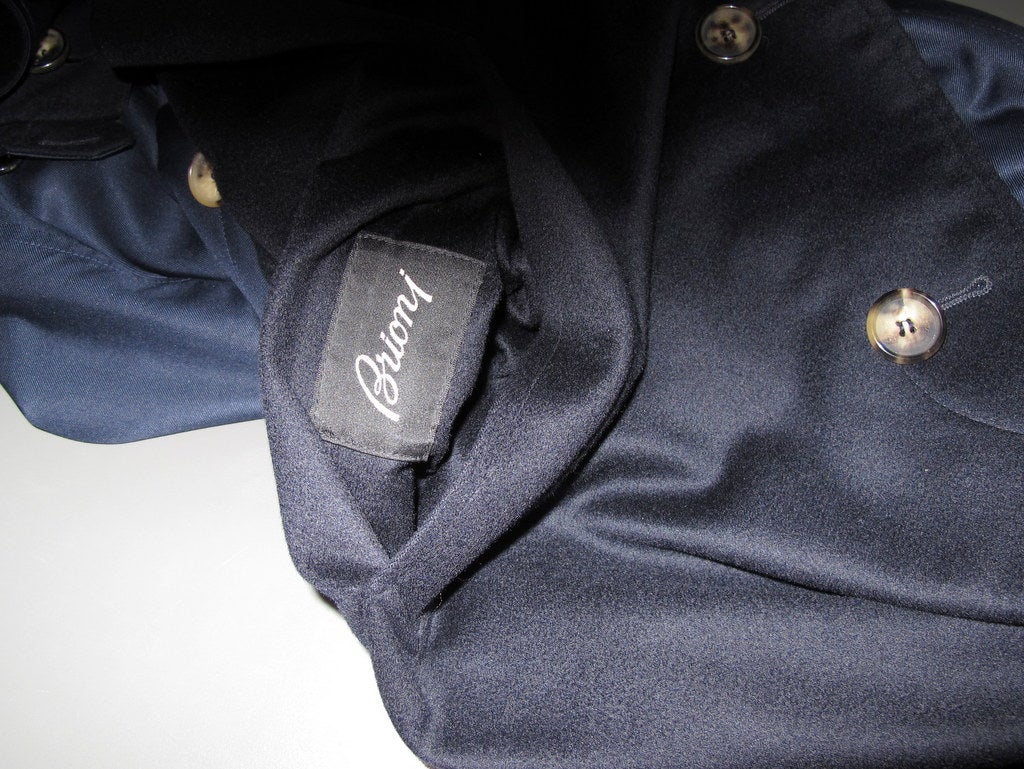 Brioni Men's Navy 100% Cashmere/100% Silk REVERSIBLE Coat Sz48, Pur Luxe! - poupishop