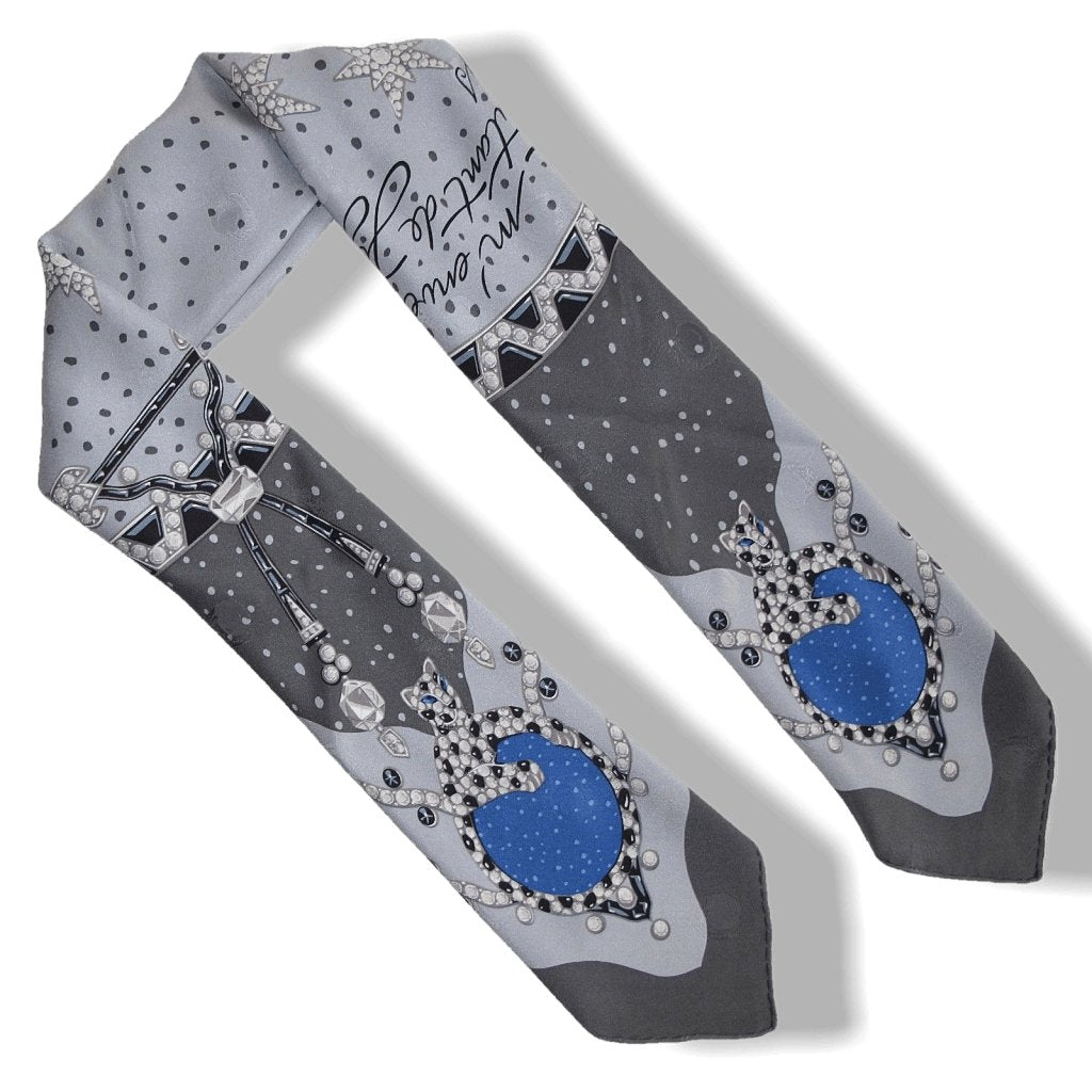 Cartier Panther Poem Scarf Jacquard Crepe of Silk 90cm, Box! - poupishop