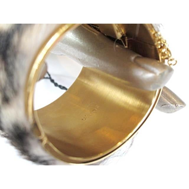Celine Foal Hair Leopard/Brass Manchette Bracelet Leopard, NIB! - poupishop