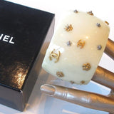 Chanel 1980s Bakelite Multi Logo Manchette Bracelet, Box! - poupishop